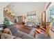 Bright living room featuring hardwood floors, a large window, and comfortable seating at 128 Baylor Dr, Longmont, CO 80503