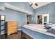 Comfortable main bedroom with a vaulted ceiling, walk-in closet, and a connecting bathroom at 1425 Blue Sky Cir # 15-301, Erie, CO 80516
