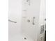 Shower stall featuring white subway tile and grab bars at 1054 Magnolia St, Denver, CO 80220