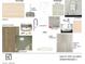 Interior design sample board of kitchen & bath fixtures, finishes, and lighting selections at 625 Lombardi Cir, Louisville, CO 80027