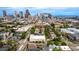 Aerial view capturing the neighborhood's layout and the surrounding cityscape in the distance at 1019 26Th St, Denver, CO 80205