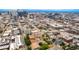 Wide aerial view of the city, showing neighborhood homes and buildings, with a bright blue sky above at 1019 26Th St, Denver, CO 80205