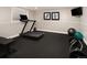 Basement home gym with treadmill, weights, and exercise ball at 66 Charlou Cir, Cherry Hills Village, CO 80111