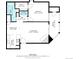 Detailed floor plan showcasing the layout of a 663 sq ft apartment with balcony, kitchen, living room, and bedroom at 8335 Fairmount Dr # 7-208, Denver, CO 80247