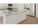 Contemporary kitchen featuring white cabinets, granite countertops, and stainless steel appliances at 552 Red Rock Pl, Brighton, CO 80601