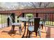 Outdoor patio with a glass table and seating for four, perfect for enjoying the backyard at 6378 Noble Ct, Arvada, CO 80403