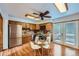 Eat-in kitchen with stainless steel appliances and a door to the back patio at 744 Memphis St, Aurora, CO 80011