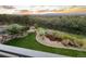 Manicured backyard with landscaped garden beds and a scenic neighborhood and landscape view at 2430 Marlin Way, Castle Rock, CO 80109