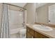 Bathroom with shower and tub combination with single sink vanity at 600 Balsa Dr, Castle Rock, CO 80104