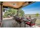 Covered deck with an outdoor dining area and views of a lush green landscape at 5672 S Nome St, Englewood, CO 80111
