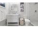 Bright bathroom features a stylish vanity, modern fixtures, and separate toilet at 2518 N State Highway 67, Sedalia, CO 80135