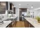 Bright kitchen with stainless steel appliances, marble counters, and wood flooring at 785 Dexter St, Denver, CO 80220