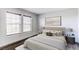 Inviting bedroom with neutral tones, plush bed, and natural light from two windows at 3607 Dinosaur St, Castle Rock, CO 80109