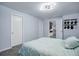 Cozy bedroom with a modern light fixture, soft carpet, and white doors, creating a relaxing atmosphere at 25525 E 1St Ave, Aurora, CO 80018