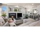 Elegant living room featuring a cozy fireplace and modern decor at 10144 Madison St, Thornton, CO 80229