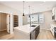 Modern kitchen with island, stainless steel appliances, and white cabinets at 9637 Browns Peak Cir, Littleton, CO 80125