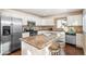 Modern kitchen with granite island, stainless steel appliances and hardwood floors at 5123 Bryant St, Denver, CO 80221