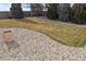 Nicely landscaped backyard featuring a rock perimeter, green grass, and a flower pot at 1168 Coneflower Way, Brighton, CO 80601