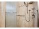 Walk in shower with glass door, dual shower heads and grab bar at 6587 S Clarkson St, Centennial, CO 80121