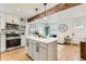 Bright kitchen features a kitchen island with seating and open concept living and dining at 1120 Xenia St, Denver, CO 80220