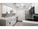 Bright kitchen with stainless steel appliances, white cabinets, mosaic backsplash, and modern track lighting at 1960 S Xanadu Way # 208, Aurora, CO 80014