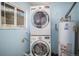 Efficient laundry area with stacked washer/dryer unit and adjacent water heater at 4570 S Kalispell Way, Aurora, CO 80015