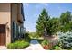Charming walkway with manicured garden beds leading to a lovely home exterior at 4320 Stone Post Dr, Castle Rock, CO 80108