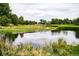 Picturesque community pond lined with lush greenery, offering a serene and tranquil setting at 3912 S Carson St # 204, Aurora, CO 80014