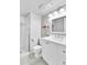 Clean bathroom with a white vanity, modern fixtures, and a glass-enclosed shower at 3331 S Monaco Pkwy # C, Denver, CO 80222