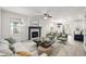 Spacious living room with a fireplace, modern furnishings, and abundant natural light at 5977 S Rock Creek Dr, Castle Rock, CO 80109