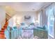 Bright living room with stylish blue accent chairs, a neutral sofa, and elegant decor at 232 W 5Th Ave, Denver, CO 80204
