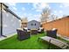 Well-designed backyard featuring artificial turf, a fire pit, and comfortable seating arrangements at 4510 W 4Th Ave, Denver, CO 80219