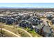 Aerial view of new townhomes conveniently located near shopping and dining areas with mountain views at 5004 S Platte River Pkwy, Littleton, CO 80123