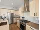 A modern kitchen features stainless steel appliances, light wood cabinets, and gray countertops at 5004 S Platte River Pkwy, Littleton, CO 80123