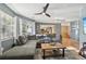 Bright living room with an open layout to the kitchen and staircase at 12655 E Pacific Cir # C, Aurora, CO 80014
