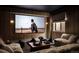 Home theater with a large screen, comfortable seating, and wood paneled walls at 1001 S Adams St, Denver, CO 80209