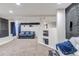 Finished basement with recessed lighting, neutral carpet, a fireplace, and a comfortable seating area at 10609 Abilene St, Commerce City, CO 80022