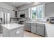 Modern kitchen with gray cabinets, stainless steel appliances, and an island with countertop at 10609 Abilene St, Commerce City, CO 80022