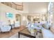 Inviting living room with high ceilings, large sofa, and open layout, perfect for entertaining at 15723 E Orchard Pl, Aurora, CO 80016
