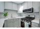 Stylish kitchen featuring updated countertops, stainless steel appliances, and a modern tile backsplash at 5271 S Logan St, Littleton, CO 80121