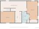 Floorplan of the basement, which includes a recreation room and two bedrooms at 9231 W Louisiana Ave, Lakewood, CO 80232