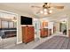 This spacious main bedroom boasts a ceiling fan, mirrored closets and attached en suite at 6338 S Oneida Ct, Centennial, CO 80111