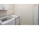 The laundry room is bright and features a modern washer and dryer for easy chore days at 8230 S White Crow St, Aurora, CO 80016