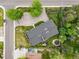 Overhead view of the property, showing the house, large roof, backyard, and surrounding greenery at 5200 W Rowland Ave, Littleton, CO 80128