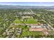 Expansive aerial view of the town and surrounding landscape with neighborhoods surrounded by parks at 5200 W Rowland Ave, Littleton, CO 80128