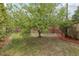 This grassy backyard has mature shade trees, and a rock landscaping bed at 55 Emerald St, Broomfield, CO 80020