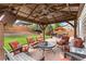 Inviting backyard patio with an outdoor seating area and a spacious, well-maintained lawn and tiered retaining wall at 10245 Nottingham Dr, Parker, CO 80134