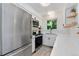 Kitchen featuring stainless steel appliances, a window, and white cabinets and countertops at 9255 E Lehigh Ave # 208, Denver, CO 80237
