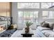 Bright living room with a cozy fireplace, large windows, and comfortable sofa at 4269 Carter Trl, Boulder, CO 80301