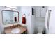 Modern bathroom features a stylish mirror, granite countertop, and white vanity at 3209 Redstone Rd # 12B, Boulder, CO 80305